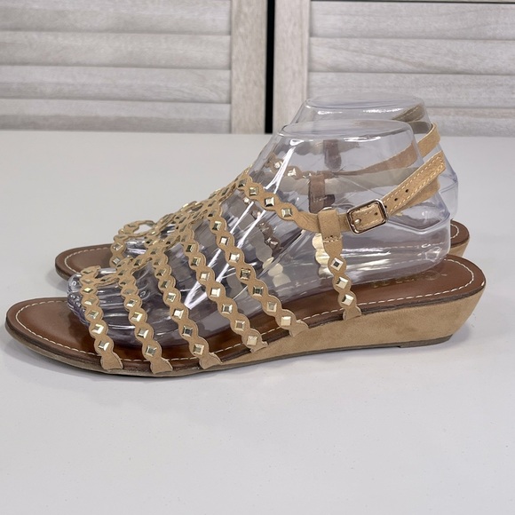 CARLOS (By Carlos Santana) Studded Gladiator Sandals Tan/Silver-9.5 - Picture 3 of 8